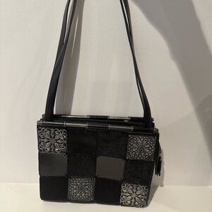 Marc & Marc by Sharif Black and Gray Patchwork Shoulder Bag